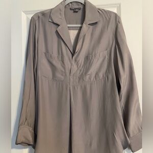 Vince Silk Blouse, Size S, Dark Taupe